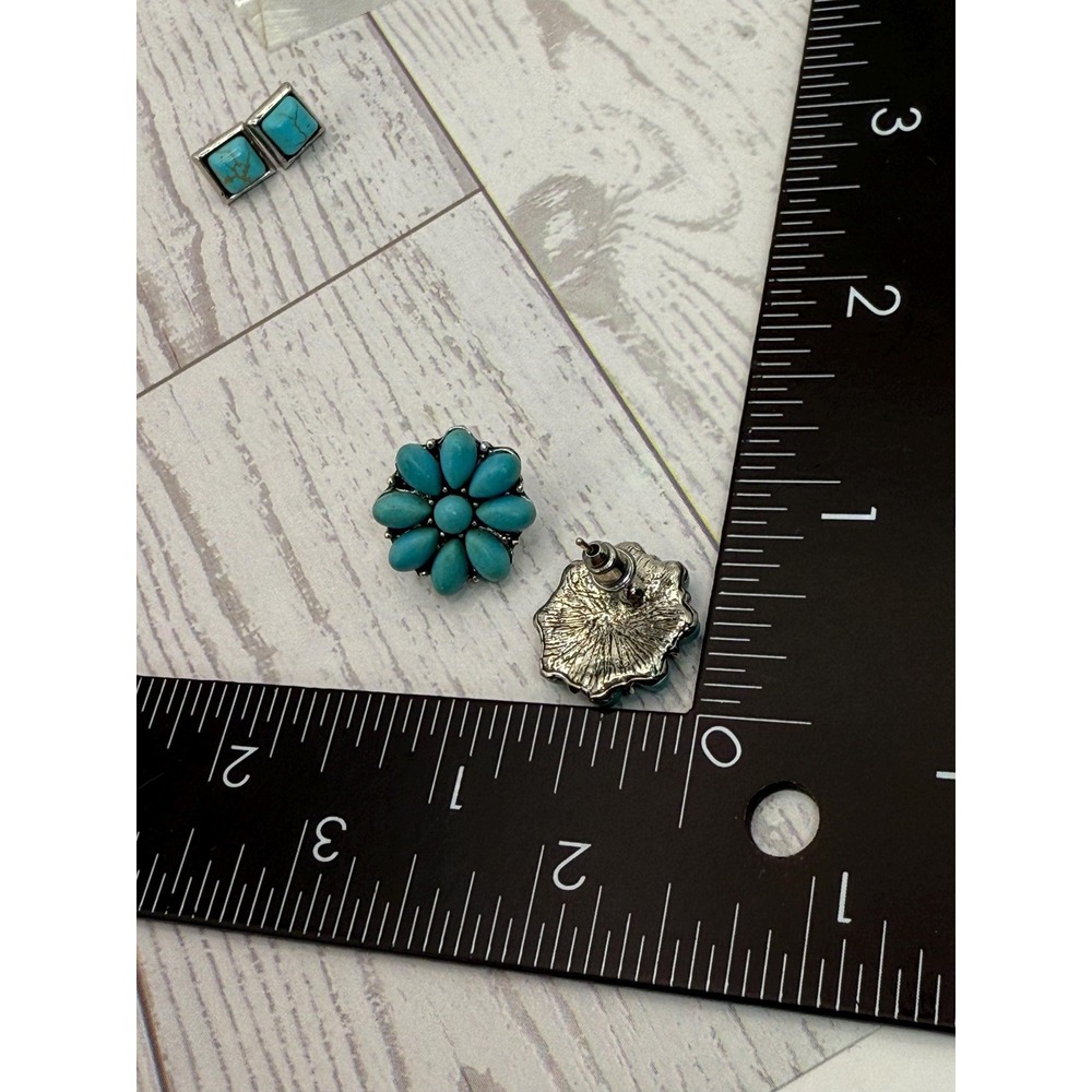 Turquoise Style Earrings‎ Lot of 3 Pairs Southwestern Boho - Picture 2 of 4